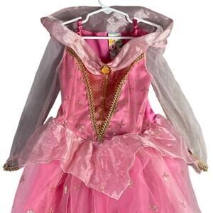 Disney Sleeping Beauty Pink Princess Dress Girls Size M 7/8 Sparkle Costume Gown